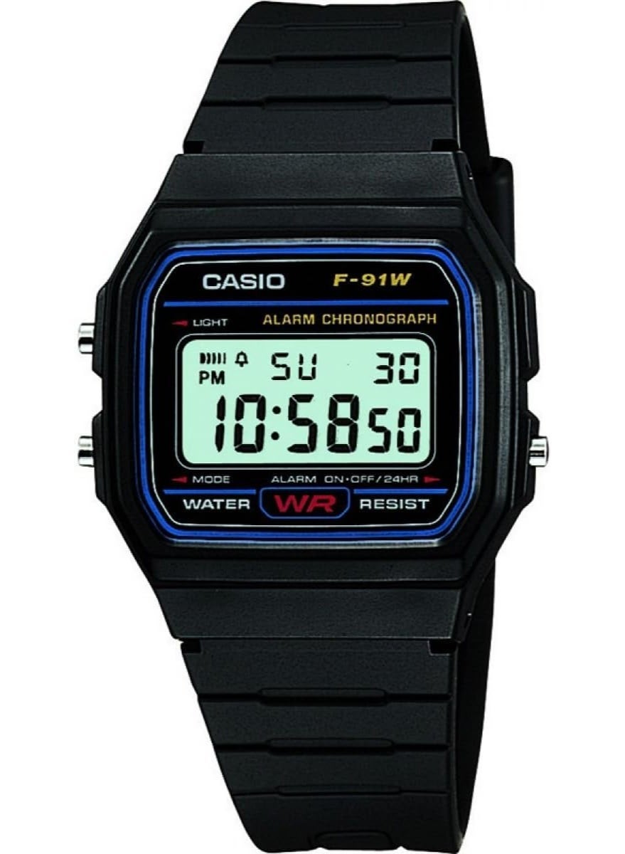 CASIO F-91W-1DG Unisex Digital Sports Watch – Resin Band, LED Light